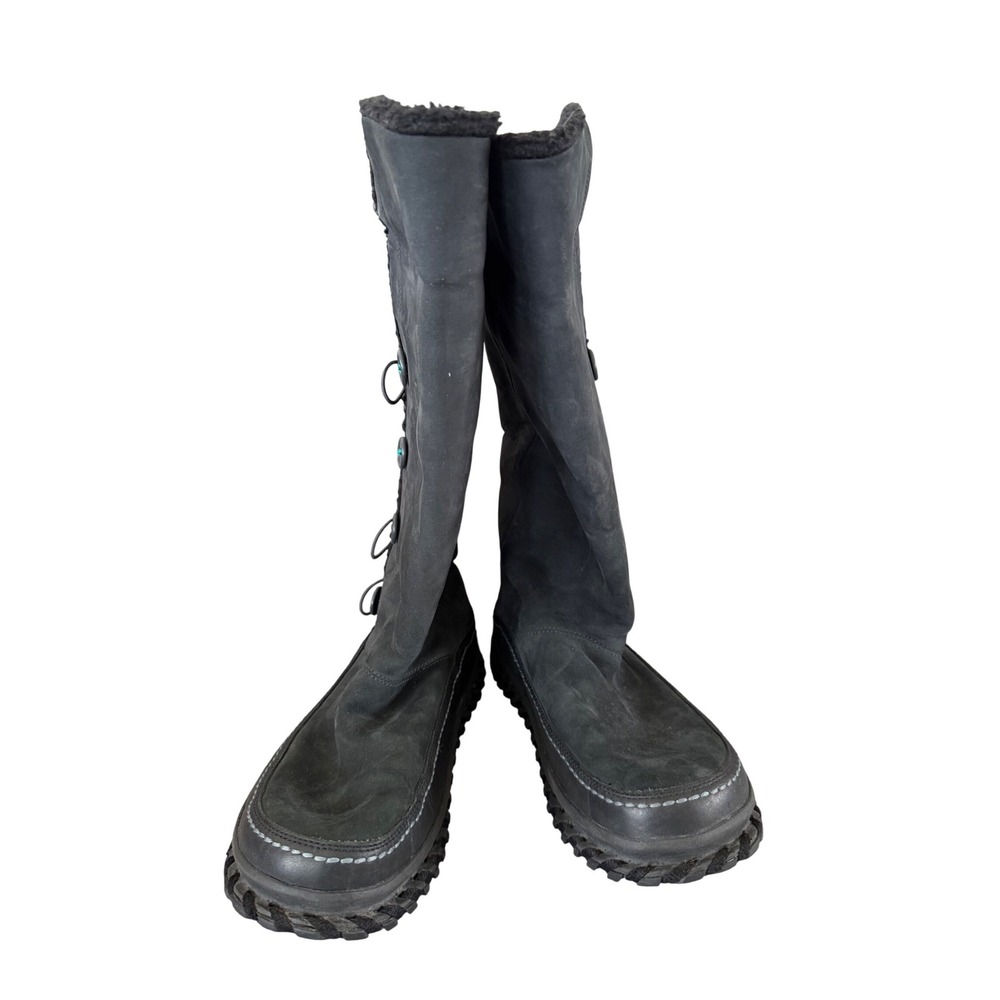 Nike Ilowa Tall Black Nubuck Leather Faux Fur Lined Boots 375461-001 Womens 9